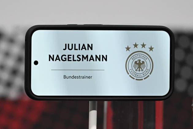 21 05 2026, xsltx, Football DFB Media Dates, Press Conference World Cup Squad 2026 v l Cast Podium Nameplate Julian Nagelsmann National Coach German National Team DFL DFB REGULATIONS PROHIBIT ANY USE OF PHOTOGRAPHS as IMAGE SEQUENCES and or QUASI VIDEO