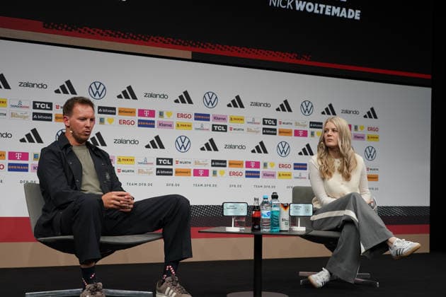 National coach Julian Nagelsmann Germany at the World Cup squad announcement at the DFB Campus with press spokeswoman Franziska Wülle Frankfurt 21 05 2026 World Cup squad announcement of the national team, DFB Campus