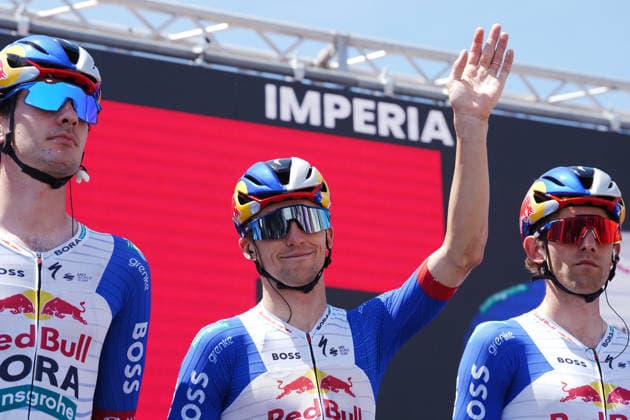 Australia™s Jai Hindley of Red Bull - Bora - Hansgrohe during Stage 12 of the Giro d™Italia, from Imperia to Novi Ligure, Italy, Thursday, May 21, 2026.  Copyright: xMassimoxPaolone LaPressex