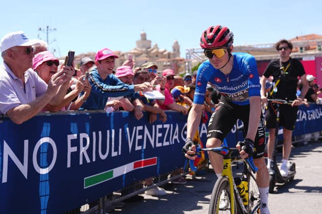 Denmark™s Jonas Vingegaard Hansen of Team Visma Lease A Bike during Stage 12 of the Giro d™Italia, from Imperia to Novi Ligure, Italy, Thursday, May 21, 2026.  Copyright: xMassimoxPaolone LaPressex