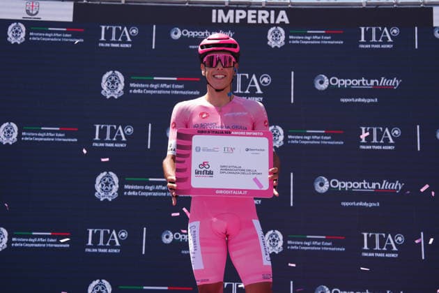 Portugal™s Afonso Oliveira Eulalio of Bahrain Victorious ITA prize during Stage 12 of the Giro d™Italia, from Imperia to Novi Ligure, Italy, Thursday, May 21, 2026.  Copyright: xMassimoxPaolone LaPressex