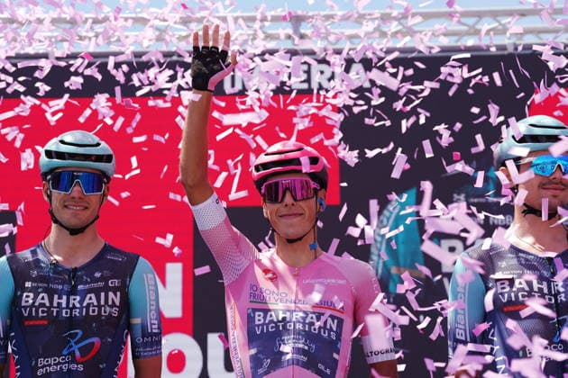 Portugal™s Afonso Oliveira Eulalio of Bahrain Victorious ITA prize during Stage 12 of the Giro d™Italia, from Imperia to Novi Ligure, Italy, Thursday, May 21, 2026.  Copyright: xMassimoxPaolone LaPressex