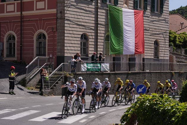 The pack rides during Stage 12 of the Giro d™Italia, from Imperia to Novi Ligure, Italy, Thursday, May 21, 2026.  Copyright: xMarcoxAlpozzi LaPressex