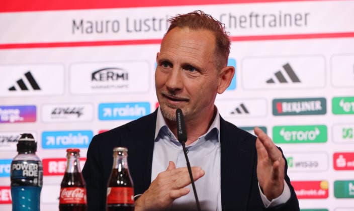 Coach Mauro Lustrinelli PK Press conference to introduce the new head coach Sport Football Soccer Bundesliga Men DFL Season 2025 2026 21 05 2026 1 FC Union Berlin FCU DFL regulations prohibit any use of photographs as image sequences and or quasi video