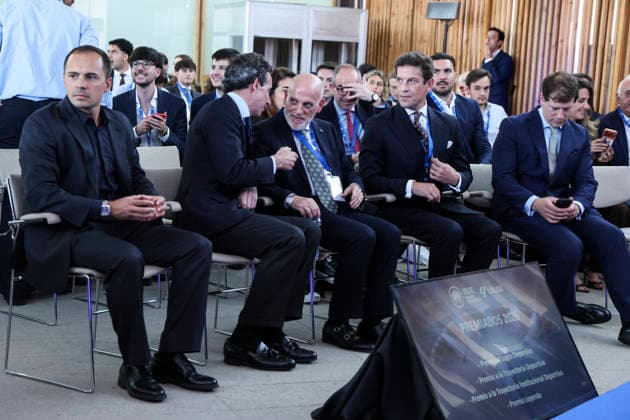 May 21, 2026, Madrid, Madrid, Spain: Marcelo Vieira, former football player, Jorge Carbajosa, basketball executive and former player and Oriol Cardona, Olympic skier, attend to the 2026 ISC Awards Ceremony, which took place.during the ISDE Sports Convention at the Official College of Architects of Madrid on May 21, 2026, in Madrid, Spain. ISDE Sports Convention - ISC Awards Ceremony - ZUMAa181 20260521_zaa_a181_036 Copyright: xIrinaxR.xHipolitox