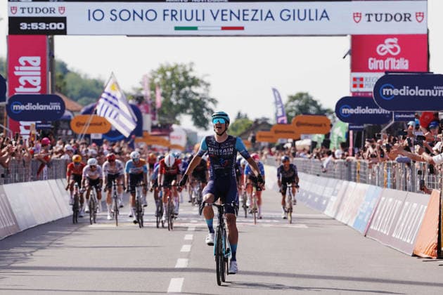 Belgium™s Alec Segaert of Bahrain Victorious winner of stage Stage 12 of the Giro d™Italia, from Imperia to Novi Ligure, Italy, Thursday, May 21, 2026.  Copyright: xGianxMattiaxD™Alberto LaPressex
