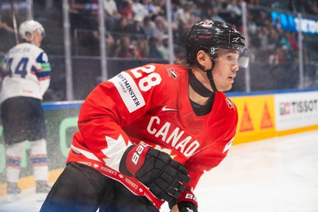 FRIBOURG, FRIBOURG - MAY 21: Zach Whitecloud of Canada during the 2026 IIHF World Championship, WM, Weltmeisterschaft Preliminary Round Group B match between Canada and Norway at BCF Arena on May 21, 2026 in Fribourg, Fribourg, Switzerland. Copyright: xLivioxBaeriswylx xSPPx Sportspressphoto_SPR151117