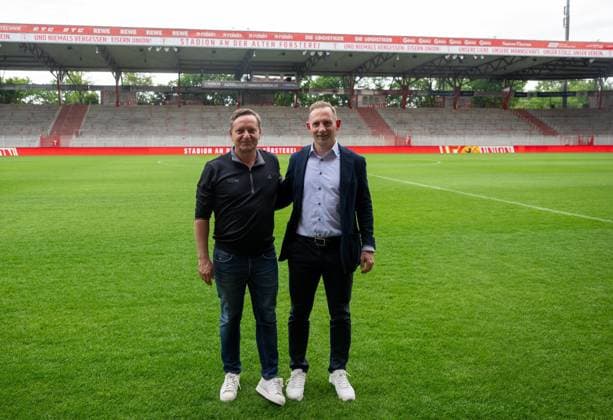 Soccer, Men, Season 2025 2026, 1 Bundesliga, 1 FC Union Berlin, Press conference, Professional soccer Managing Director Horst Heldt 1 FC Union Berlin , Coach Mauro Lustrinelli 1 FC Union Berlin at Stadion An der Alten Försterei, 21 05 2026, Copyright: xMatthiasxKochx