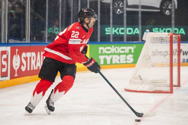 FRIBOURG, FRIBOURG - MAY 21: Evan Bouchard of Canada during the 2026 IIHF World Championship, WM, Weltmeisterschaft Preliminary Round Group B match between Canada and Norway at BCF Arena on May 21, 2026 in Fribourg, Fribourg Copyright: xLivioxBaeriswylx xSPPx Sportspressphoto_SPR151126