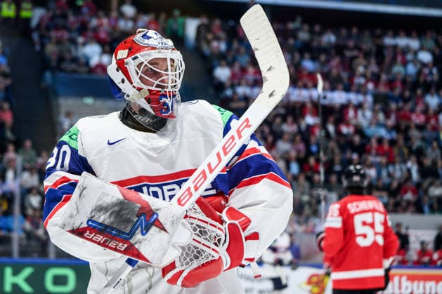 260521 Goaltender Tobias Normann of Norway during the 2026 IIHF Ice Hockey World Championship between Canada and Norway on May 21, 2026 in Fribourg Photo Jesper Zerman BILDBYRAN kod JZ JZ0724 ishockey ice hockey ishockey vm 2026 vm 2026 iihf world championship kanada canada norge norway canada kanada bbeng norge norway  Copyright: JESPERxZERMAN BB260521JZ083