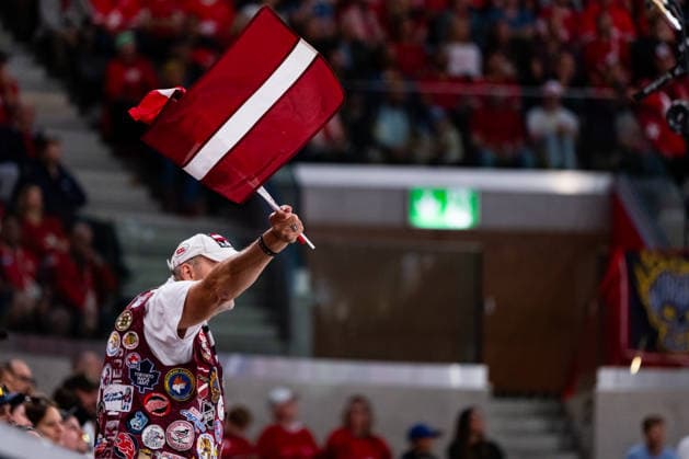 ZURICH, SWITZERLAND - MAY 21: Latvian Fan during the Preliminary Round - Group A Match 29 between Latvia and Finland at the IIHF Ice hockey, Eishockey World Championship, WM, Weltmeisterschaft 2026, Swiss Life Arena on May 21, 2026 in Zurich, Switzerland. Zurich Switzerland Copyright: xTimoxSteinx