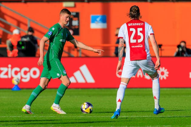 2026-05-21 AFC Ajax v FC Groningen - Dutch Eredivisie Play-Offs VOLENDAM, NETHERLANDS - MAY 21: Dies Janse of FC Groningen during the Dutch Eredivisie Play-Offs match between AFC Ajax and FC Groningen at Kras Stadion on May 21, 2026 in Volendam, Netherlands. Volendam Kras Stadion Netherlands Content not available for redistribution in The Netherlands directly or indirectly through any third parties. Copyright: xMarcelxvanxPlateringenx