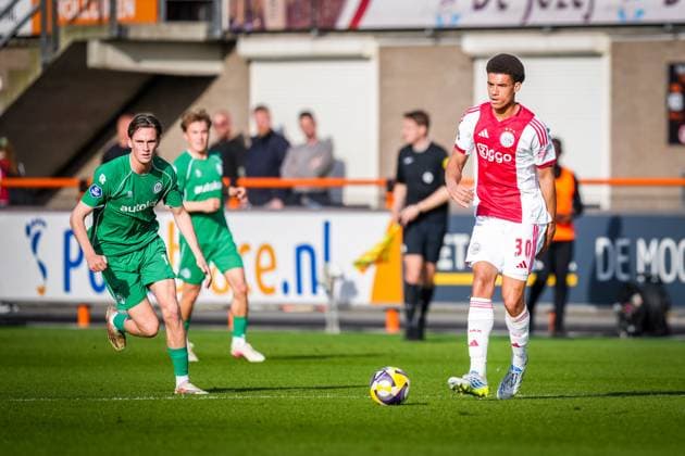VOLENDAM , 21-05-2026 , Kras Stadium, season 2025 2026 , Play-offs for European football , Dutch Eredivisie Football . Match between Ajax and FC Groningen , picture shows Ajax player Aaron Bouwman Ajax - Groningen (play off)  x203865252x Copyright: