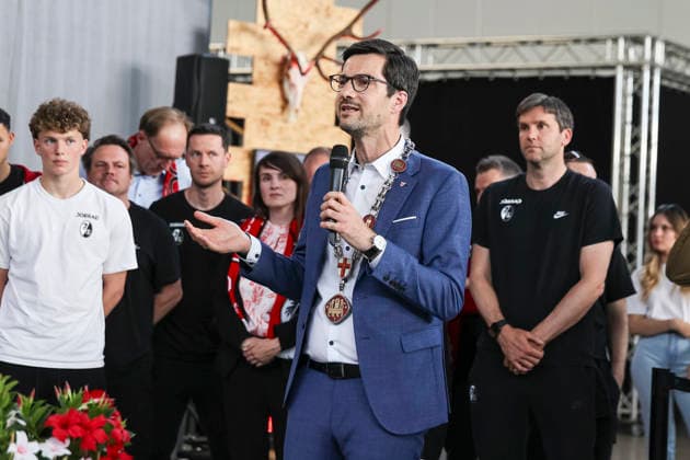 Lord Mayor Martin Horn at the reception, Germany, Football, Reception City of Freiburg, Festive program, SC Freiburg, 21 05 2026, Freiburg im Breisgau New Trade Fair Germany Copyright: xGrantxHubbsx
