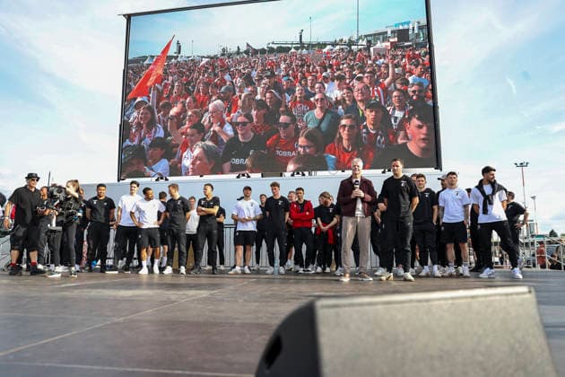 SC Freiburg on stage with the fans, Germany, Football, Reception City of Freiburg, Fest Program, SC Freiburg, 21 05 2026, Freiburg im Breisgau New Trade Fair Germany Copyright: xGrantxHubbsx