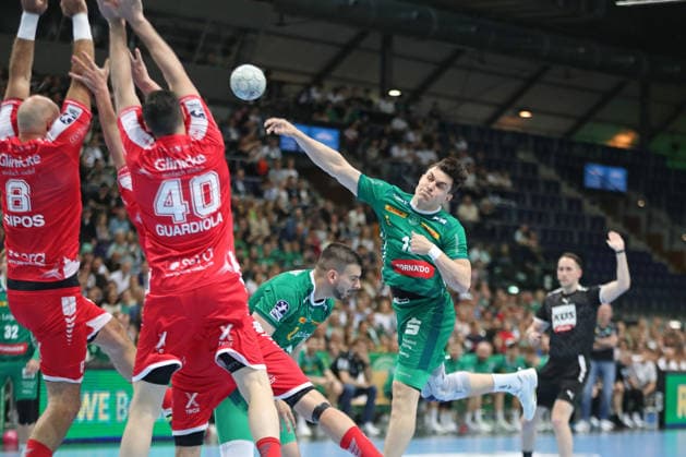 Handball DAIKIN HBL, SC DHfK Leipzig MT Melsungen 21 05 2026 Matej Klima 13, SC DHfK Leipzig throws Handball, DAIKIN HBL, 1 Bundesliga, Season 2025 2026, 32 Matchday SC DHfK Leipzig vs MT Melsungen on 21 05 2026 at the Quarterback Immobilien Arena Leipzig Copyright: xBEAUTIFULxSPORTS JanxKaeferx