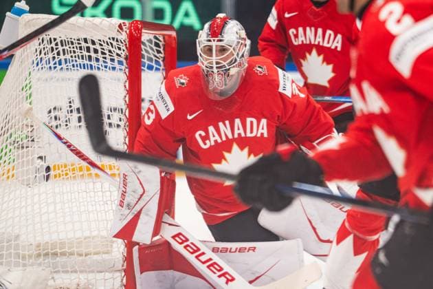FRIBOURG, FRIBOURG - MAY 21: Cam Talbot of Canada during the 2026 IIHF World Championship, WM, Weltmeisterschaft Preliminary Round Group B match between Canada and Norway at BCF Arena on May 21, 2026 in Fribourg, Fribourg, Switzerland. Copyright: xLivioxBaeriswylx xSPPx Sportspressphoto_SPR151147