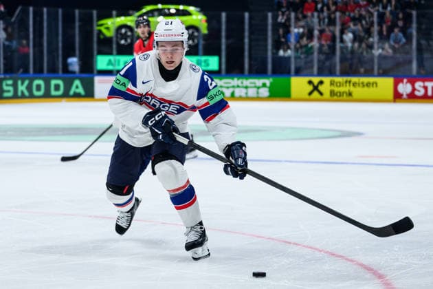 260521 Mikkel Eriksen of Norway during the 2026 IIHF Ice Hockey World Championship between Canada and Norway on May 21, 2026 in Fribourg Photo Jesper Zerman BILDBYRAN kod JZ JZ0724 ishockey ice hockey ishockey vm 2026 vm 2026 iihf world championship kanada canada norge norway bbeng  Copyright: JESPERxZERMAN BB260521JZ134