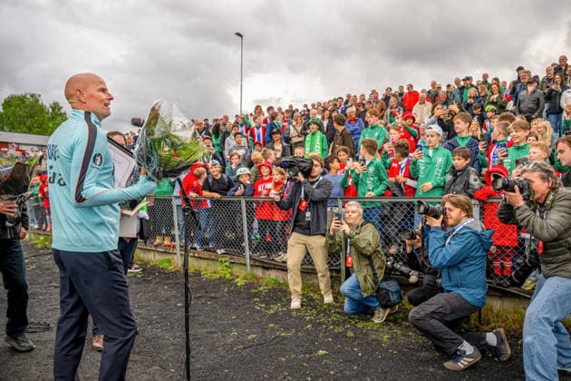 260521 Head coach Stale Solbakken of the Norwegian national football team during a presentation of the squad selection ahead of the FIFA World Cup on May 21, 2026 in Grue Photo Vegard Grott BILDBYRAN kod VG VG0924 bbeng fotball fotball soccer norge norway press conference pressekonferanse fifa world cup fotball vm vm 2026 uttak kirkenaer  Copyright: VEGARDxGRoTT BB260521VG005