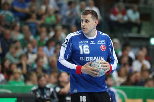 Handball DAIKIN HBL, SC DHfK Leipzig MT Melsungen 21 05 2026 Goalkeeper Nebojsa Simic 16, MT Melsungen Handball, DAIKIN HBL, 1 Bundesliga, Season 2025 2026, 32 Matchday SC DHfK Leipzig vs MT Melsungen on 21 05 2026 at Quarterback Immobilien Arena Leipzig Copyright: xBEAUTIFULxSPORTS JanxKaeferx