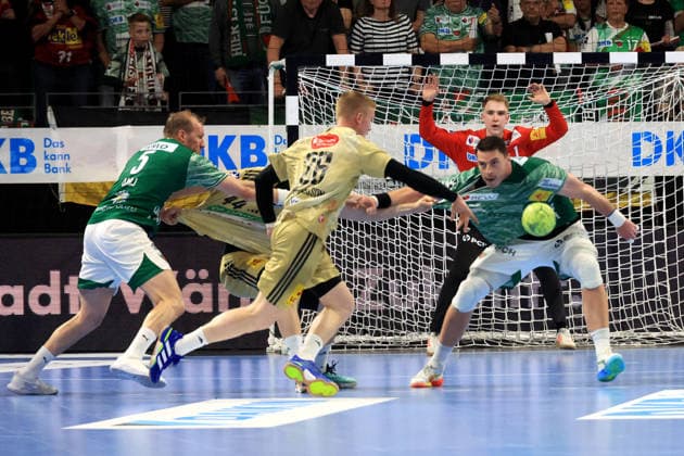 DEU, DHB, 1 HBL, Fuechse Berlin vs Hannover Burgdorf, 21 05 2026, Max Schmeling Halle, Berlin, DEU, DHB, 1 HBL, Fuechse Berlin vs Hannover Burgdorf, in the picture Lasse Ludwig Fuechse Berlin 1 , Mijajlo Marsenic Fuechse Berlin 93 , Max Darj Fuechse Berlin 5 , Jonathan Edvardsson Hannover Burgdorf 26 nordphotoxGmbHx xEngler nph00076