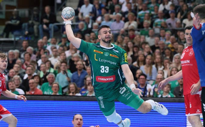Leipzig, 21 05 2026, Arena Leipzig, Handball, Bundesliga, 32 Spieltag , SC DHfK Leipzig vs MT Melsungen , Im Bild Luka Rogan 33, Leipzig , Nur zur redaktionellen Nutzung Only editorial use , DHB HBL regulations prohibit any use of photographs as image sequences and or quasi video ,