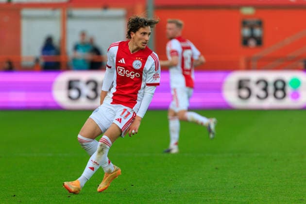 2026-05-21 AFC Ajax v FC Groningen - Dutch Eredivisie Play-Offs VOLENDAM, NETHERLANDS - MAY 21: Mika Godts of Ajax during the Dutch Eredivisie Play-Offs match between AFC Ajax and FC Groningen at Kras Stadion on May 21, 2026 in Volendam, Netherlands. Volendam Kras Stadion Netherlands Content not available for redistribution in The Netherlands directly or indirectly through any third parties. Copyright: xMarcelxvanxPlateringenx