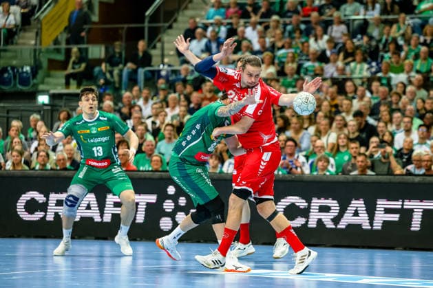 Olle Forsell Schefvert MT Melsungen, 25 blocks, SC DHfK Leipzig vs MT Melsungen, Handball, 1 Bundesliga, 32 Matchday, Season 2025 2026, 21 05 2026, SC DHfK Leipzig vs MT Meslungen, Handball, 1 Bundesliga, 32 Matchday, Season 2025 2026, 21 05 2026 Leipzig Copyright: xEibner-Pressefoto LauraxRoemerx EP_LRR