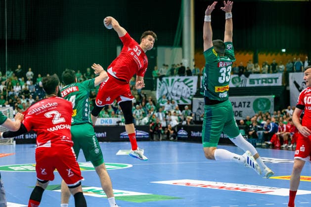 Aaron Mensing MT Melsungen, 33 throws the ball, SC DHfK Leipzig vs MT Melsungen, Handball, 1 Bundesliga, 32 Matchday, Season 2025 2026, 21 05 2026, SC DHfK Leipzig vs MT Meslungen, Handball, 1 Bundesliga, 32 Matchday, Season 2025 2026, 21 05 2026 Leipzig Copyright: xEibner-Pressefoto LauraxRoemerx EP_LRR