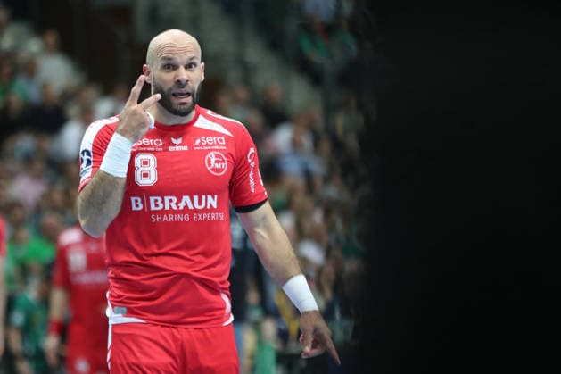 Handball DAIKIN HBL, SC DHfK Leipzig MT Melsungen 21 05 2026 Adrian Sipos 8, MT Melsungen Handball, DAIKIN HBL, 1 Bundesliga, Season 2025 2026, 32 Matchday SC DHfK Leipzig vs MT Melsungen on 21 05 2026 at the Quarterback Immobilien Arena Leipzig Copyright: xBEAUTIFULxSPORTS JanxKaeferx