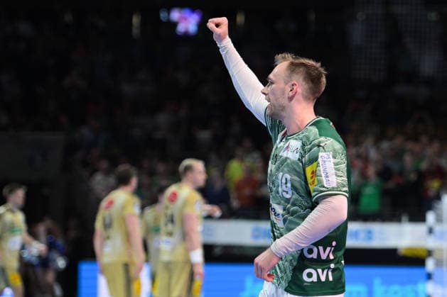 21 05 2026, xlakx, Handball Daikin HBL, Fuechse Berlin TSV Hannover Burgdorf v l Mathias Gidsel Fuechse Berlin Jubel Berlin Daniel Lakomski