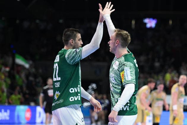 21 05 2026, xlakx, Handball Daikin HBL, Fuechse Berlin TSV Hannover Burgdorf v l Nejc Cehte Fuechse Berlin , Mathias Gidsel Fuechse Berlin Jubel Berlin Daniel Lakomski