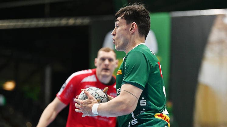 Handball Bundesliga, Season 2025 2026, Matchday 32, SC DHfK Leipzig vs MT Melsungen 21 05 2026 Goal throw Matej Klima Back court back court player DHfK Leipzig, back number 13 at the Handball Bundesliga match DHfK Leipzig vs MT Melsungen 21 05 2026 Leipzig Saxony Germany QUARTERBACK Immobilien Arena Am Sportforum 2