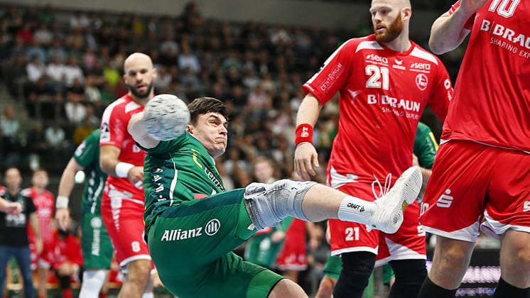 Handball Bundesliga, Season 2025 2026, Matchday 32, SC DHfK Leipzig vs MT Melsungen 21 05 2026 Goal throw Matej Klima Back court back court player DHfK Leipzig, back number 13 at the Handball Bundesliga match DHfK Leipzig vs MT Melsungen 21 05 2026 Leipzig Saxony Germany QUARTERBACK Immobilien Arena Am Sportforum 2