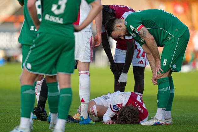 VOLENDAM , 21-05-2026 , Kras Stadium, season 2025 2026 , Play-offs for European football , Dutch Eredivisie Football . Match between Ajax and FC Groningen , picture shows Ajax player Mika Godts Ajax - Groningen (play off)  x203866892x Copyright: