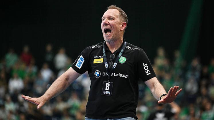 Handball Bundesliga, Season 2025 2026, Matchday 32, SC DHfK Leipzig vs MT Melsungen 21 05 2026 Frank Carstens Coach DHfK Leipzig at the Handball Bundesliga match DHfK Leipzig vs MT Melsungen 21 05 2026 Leipzig Saxony Germany QUARTERBACK Real Estate Arena Am Sportforum 2