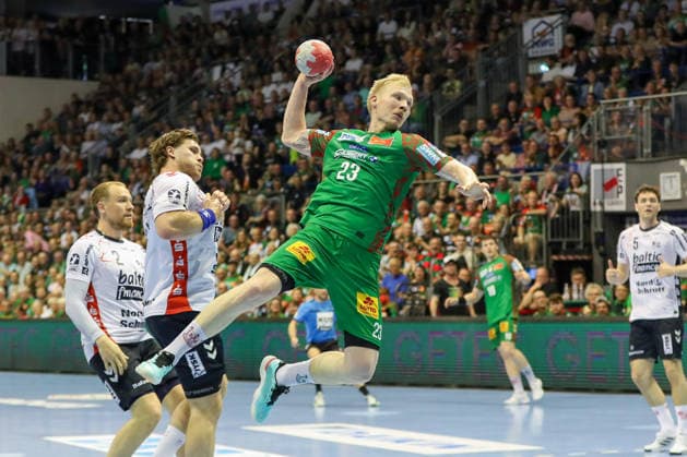 21 05 2026, xgox, Handball Daikin HBL SC Magdeburg SG Flensburg Handewitt emspor, v l Magnus Saugstrup Magdeburg, 23 throws goal, Torschuetze, scores goal, Treffer, scores the goal Magdeburg
