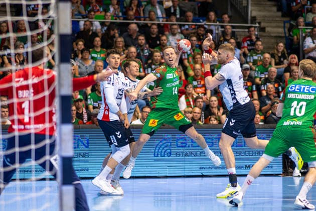 Germany HBL DAIKIN Handball Bundesliga 2025 2026, Matchday 30 SC Magdeburg vs SG Flensburg Handewitt GETEC Arena Magdeburg Omar Ingi Magnusson SC Magdeburg, 14 on the ball Copyright: xTomxLauruschkatx