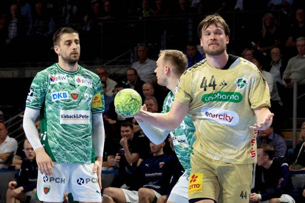 DEU, DHB, 1 HBL, Fuechse Berlin vs Hannover Burgdorf, 21 05 2026, Max Schmeling Halle, Berlin, DEU, DHB, 1 HBL, Fuechse Berlin vs Hannover Burgdorf, in the picture Nejc Cehte Fuechse Berlin 22 , Mathias Gidsel Fuechse Berlin 19 , Thomas Alfred Solstad Hannover Burgdorf 44 nordphotoxGmbHx xEngler nph00076