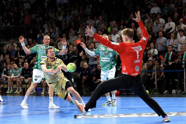 DEU, DHB, 1 HBL, Fuechse Berlin vs Hannover Burgdorf, 21 05 2026, Max Schmeling Halle, Berlin, DEU, DHB, 1 HBL, Fuechse Berlin vs Hannover Burgdorf, in the picture Max Darj Fuechse Berlin 5 , Mathias Gidsel Fuechse Berlin 19 , Lasse Ludwig Fuechse Berlin 1 , Thomas Alfred Solstad Hannover Burgdorf 44 nordphotoxGmbHx xEngler nph00076