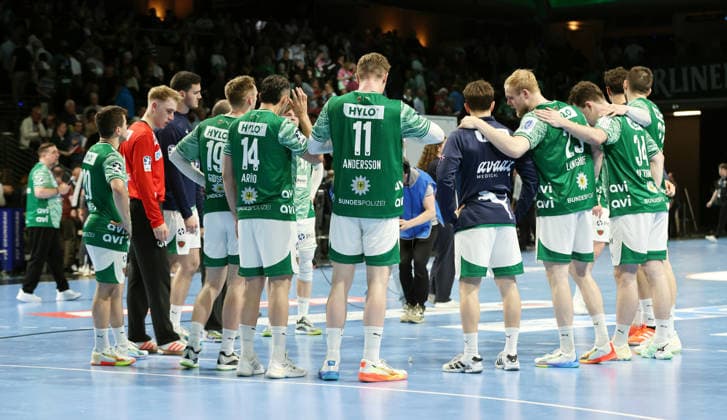 Füchse team circle after the end of the match Sport Handball HBL Bundesliga Men 32 Matchday Season 2025 2026 21 05 2026 Füchse Berlin vs TSV Hannover Burgdorf