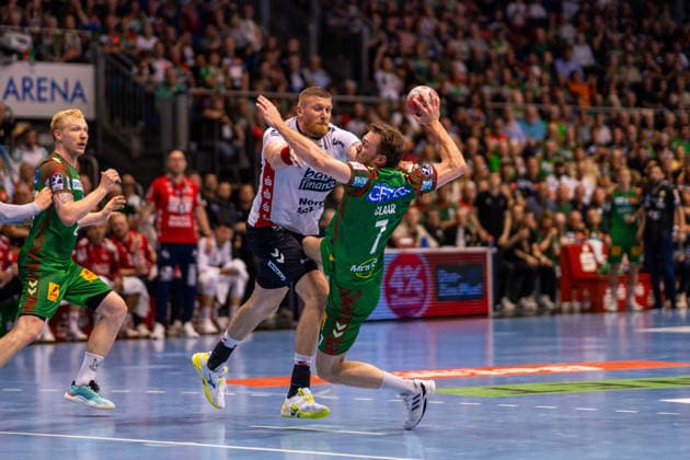 Germany HBL DAIKIN Handball Bundesliga 2025 2026, Matchday 30 SC Magdeburg vs SG Flensburg Handewitt GETEC Arena Magdeburg Felix Claar SC Magdeburg, 7 on the ball Copyright: xTomxLauruschkatx