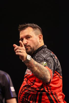 RECORD DATE NOT STATED 21st May 2026, Utilita Arena, Sheffield, Yorkshire, England; 2026 PDC Bet MGM Premier League Darts Night Sixteen; Jonny Clayton celebrates after winning a leg AidanxHunter