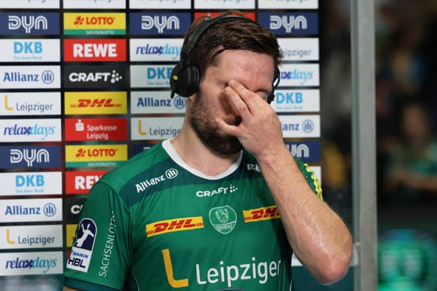 Germany Handball Bundesliga 2025 2026, Matchday 32 SC DHfK Leipzig vs MT Melsungen, Quarterback Immobilien Arena Leipzig Lukas Binder SC DHfK Leipzig, 11 Sadness, disappointment, frustration, in an interview after the game Copyright: xLucasxWalterx