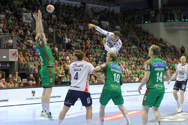 21 05 2026, xtgx, Handball, Daikin HBL, SC Magdeburg SG Flensburg Handewitt v l Marko Grgic Flensburg, 17 throws goal, Torschuetze, scores goal, Treffer, scores the goal Magdeburg