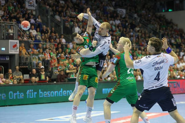 21 05 2026, xtgx, Handball, Daikin HBL, SC Magdeburg SG Flensburg Handewitt v l Simon Pytlick Flensburg, 2 throws goal, Torschuetze, erzielt Tor, Treffer, scores the goal Magdeburg