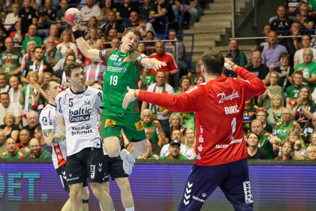 21 05 2026, xgox, Handball Daikin HBL SC Magdeburg SG Flensburg Handewitt emspor, v l Elvar Oern Jonsson Magdeburg, 19 throws goal, Torschuetze, scores goal, Treffer, scores the goal Magdeburg