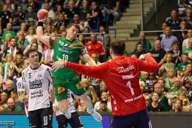 21 05 2026, xgox, Handball Daikin HBL SC Magdeburg SG Flensburg Handewitt emspor, v l Elvar Oern Jonsson Magdeburg, 19 throws goal, Torschuetze, scores goal, Treffer, scores the goal Magdeburg