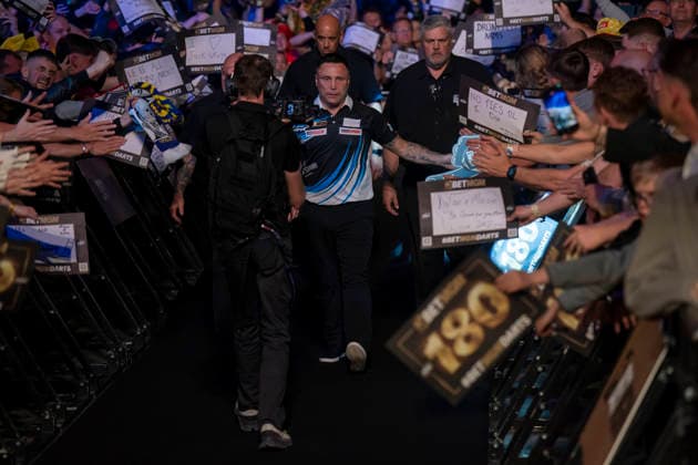 2026 BetMGM Premier League Darts, Night 16, Sheffield Gerwyn Price walks on during the 2026 BetMGM Premier League Darts, Night 16 at the Utilita Arena, Sheffield, England on 21 May 2026 Credit: Alex Young Every Second Media Editorial use only. All images are copyright Every Second Media Limited. No images may be reproduced without prior permission. Copyright: xIMAGO EveryxSecondxMediax ESM-2003-0030 AlexxYoungx xEveryxSecondxMediax