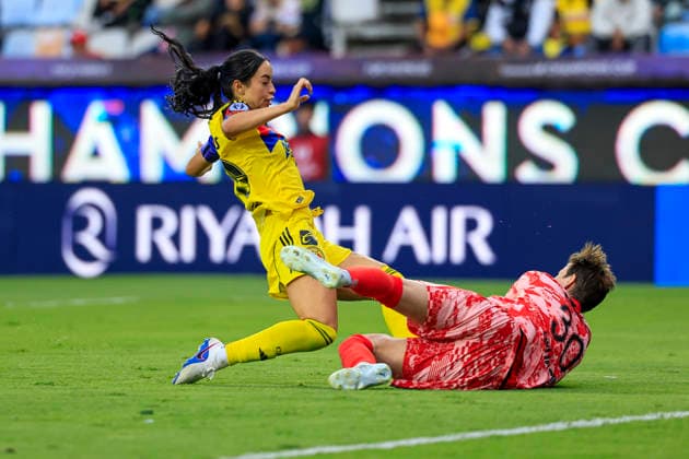 CONCACAF W CHAMPIONS CUP 2026 CONCACAF W CHAMPIONS CUP 2026 AMERICA VS GOTHAM FC 20052026 PACHUCA, HIDALGO Action photo of Scarlett Camberos L of America and Ann Katrin Berger goalkeeper of Gotham FC, during semifinal game of the CONCACAF W Champions Cup 2026, held at the Estadio Hidalgo of Pachuca, Hidalgo Action photo of Scarlett Camberos L of America and Ann Katrin Berger goalkeeper of Gotham FC, during semifinal game of the CONCACAF W Champions Cup 2026, held at the Estadio Hidalgo of Pachuca, Hidalgo PHOTO BY IMAGENSHOP AGENCIA FOTOGRAFICA PACHUCA HIDALGO MEXICO Copyright: xJorgexReyesx